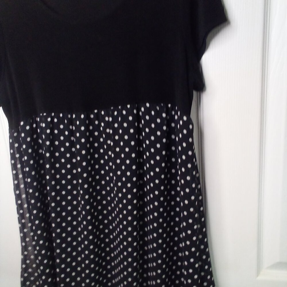 Citiknits Dress Women L Short Sleeve Polka Dot Black White - Picture 7 of 16